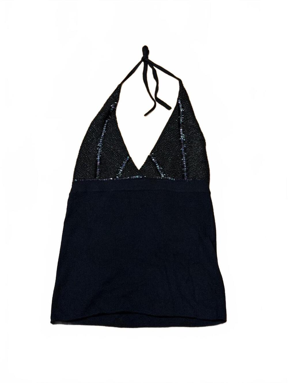 Y2K JCrew 100% Cashmere Beaded Embellished Halter Top Small J.Crew VINTAGE